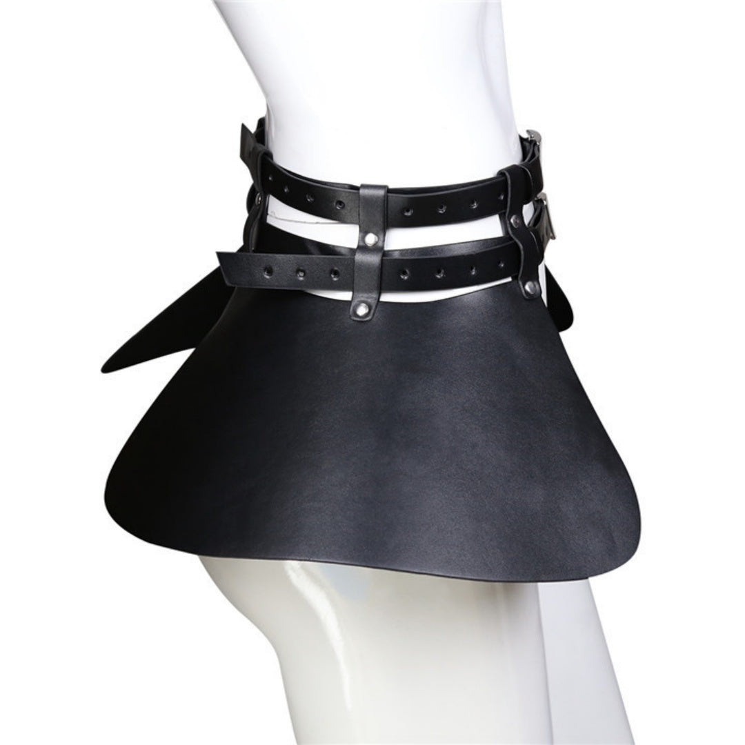 Dominitoy PU Leather Sexy Skirt with Adjustable Straps — Fetish Mini Skirt