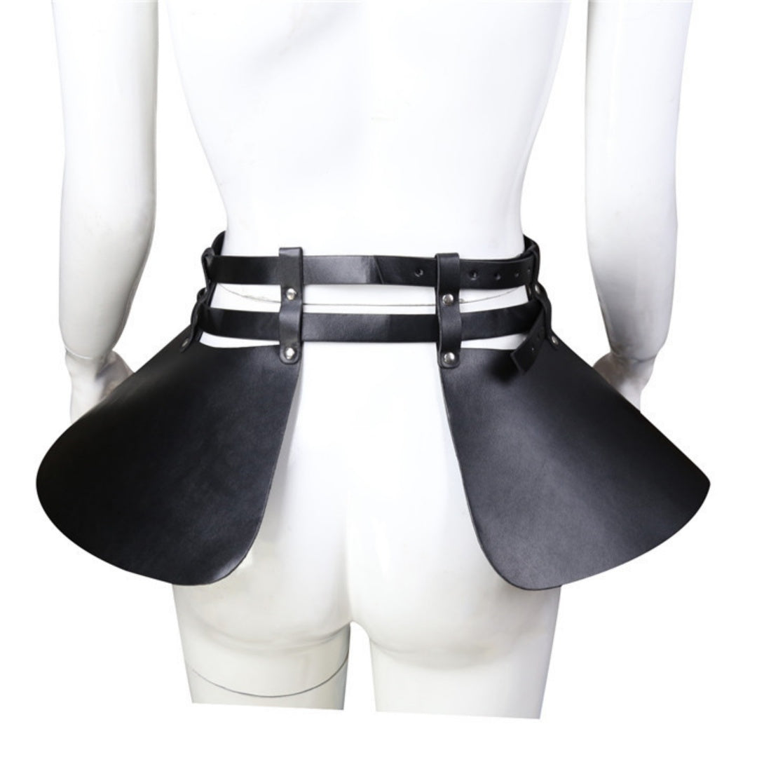 Dominitoy PU Leather Sexy Skirt with Adjustable Straps — Fetish Mini Skirt