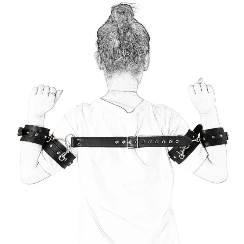 PU Leather Adjustable Arm & Wrist Cuffs — Padded Bondage Restraints Set
