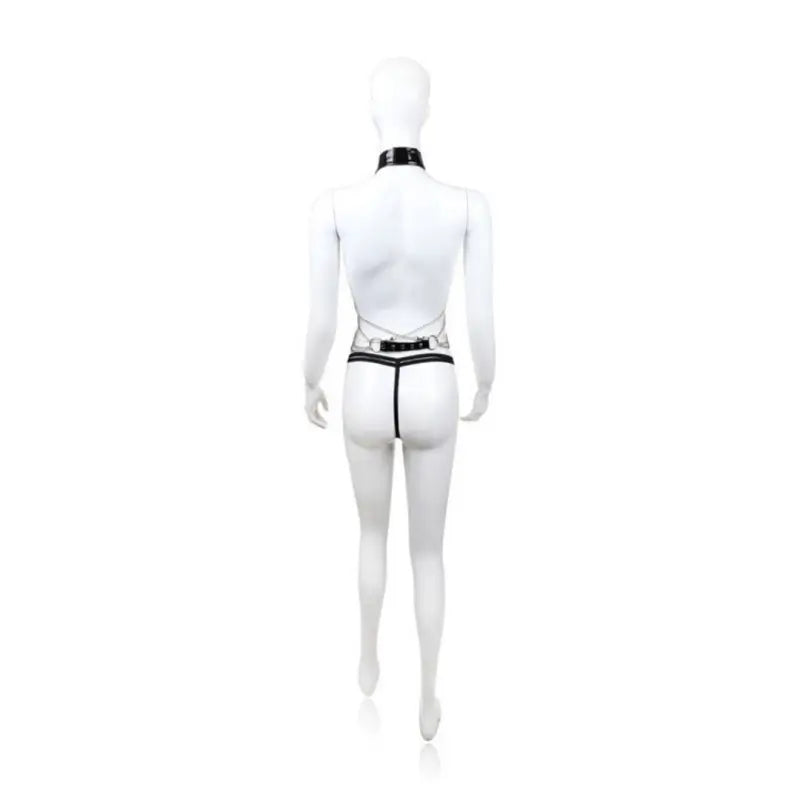 Chain Body Harness – PU Leather & Silver Chains for BDSM Play