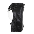 Sexy Faux Leather Crotchless Garter Skirt — Adjustable Buckles & Lace-Up
