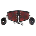 Red Brocade Corset Belt + Detachable Cuffs – Chinese Floral Cincher