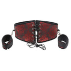Red Brocade Corset Belt + Detachable Cuffs – Chinese Floral Cincher