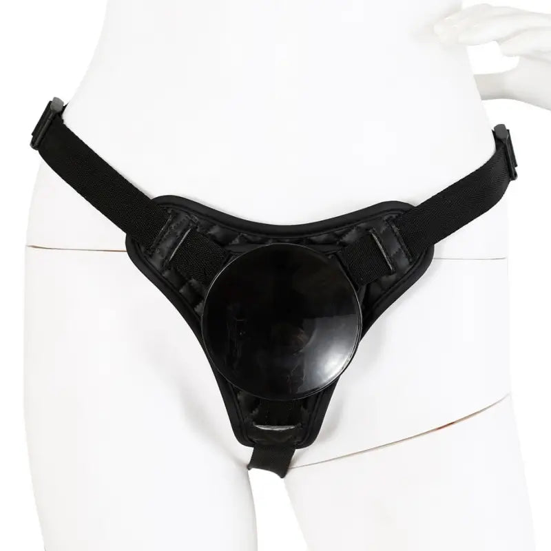 Premium Black PU Leather Removable Suction Cup Strap-On Harness System