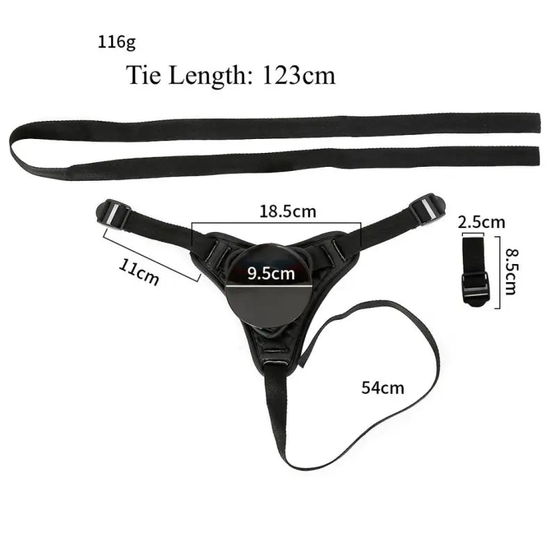 Premium Black PU Leather Removable Suction Cup Strap-On Harness System