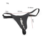 Leather Low-Rise Thong with Slim Chain — Adjustable Faux-Leather Fit