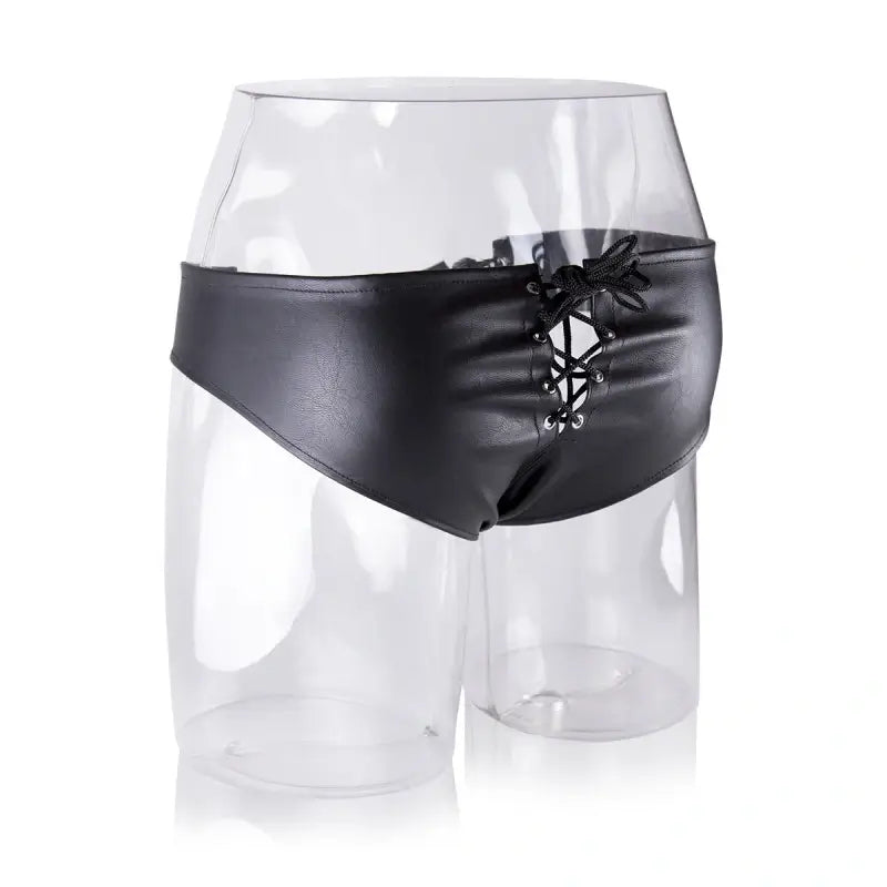 Men's Lace-Up Leather Thong – BDSM Fetish Harness Brief for Men