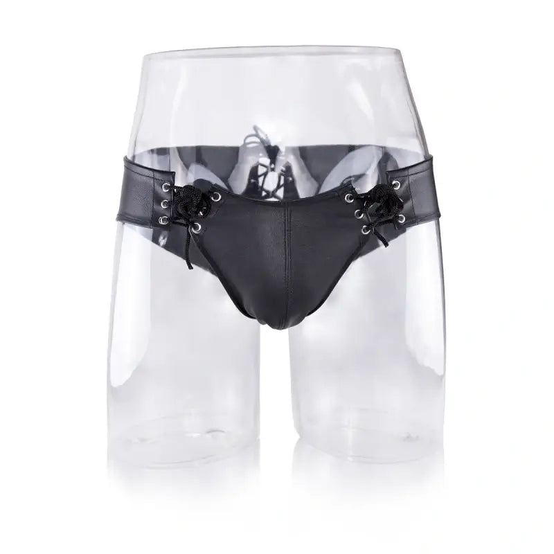 Men's Lace-Up Leather Thong – BDSM Fetish Harness Brief for Men
