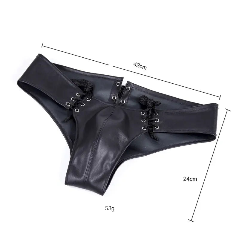 Men's Lace-Up Leather Thong – BDSM Fetish Harness Brief for Men