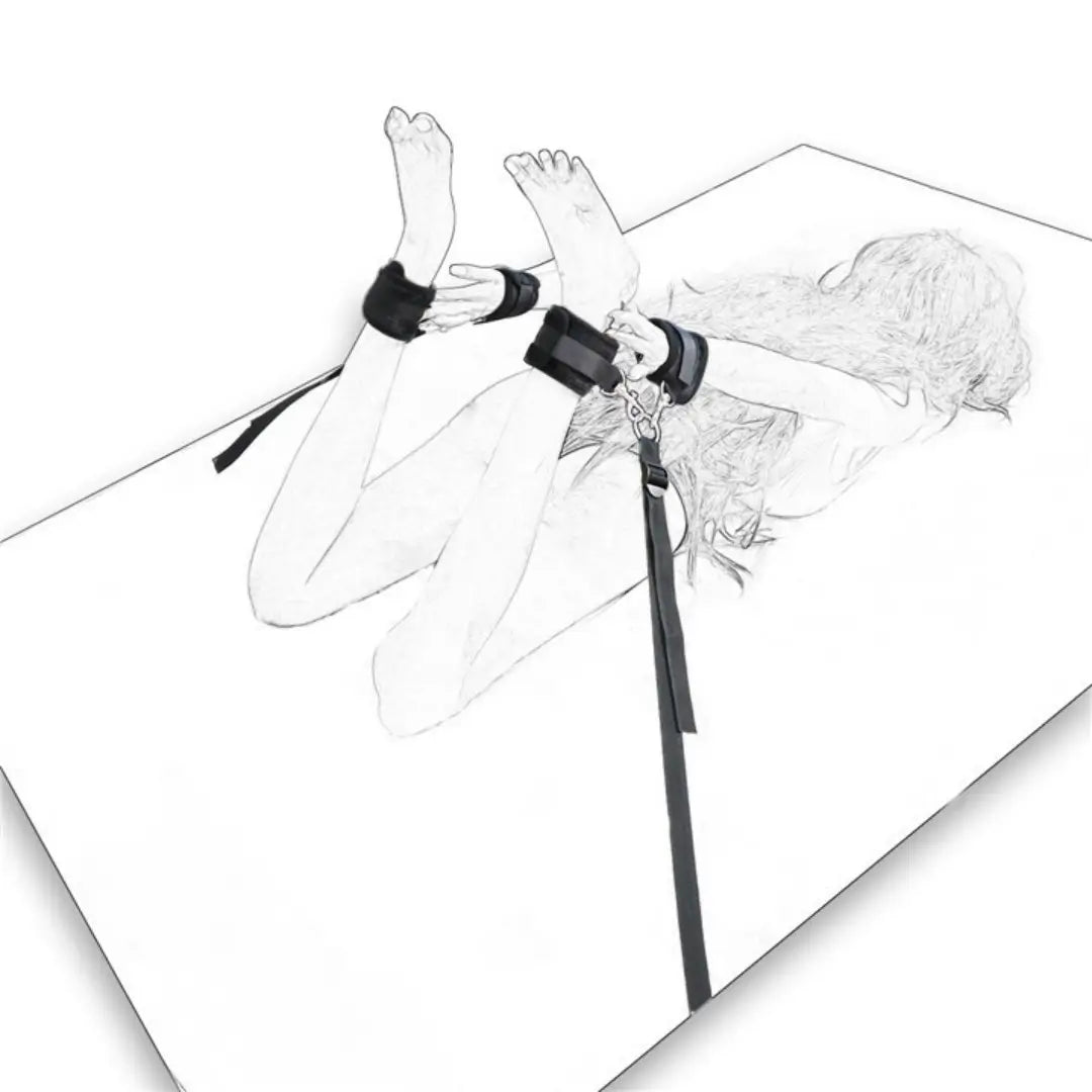 Under-Bed Restraint Set — Soft Plush Wrist & Ankle Cuffs with Belt