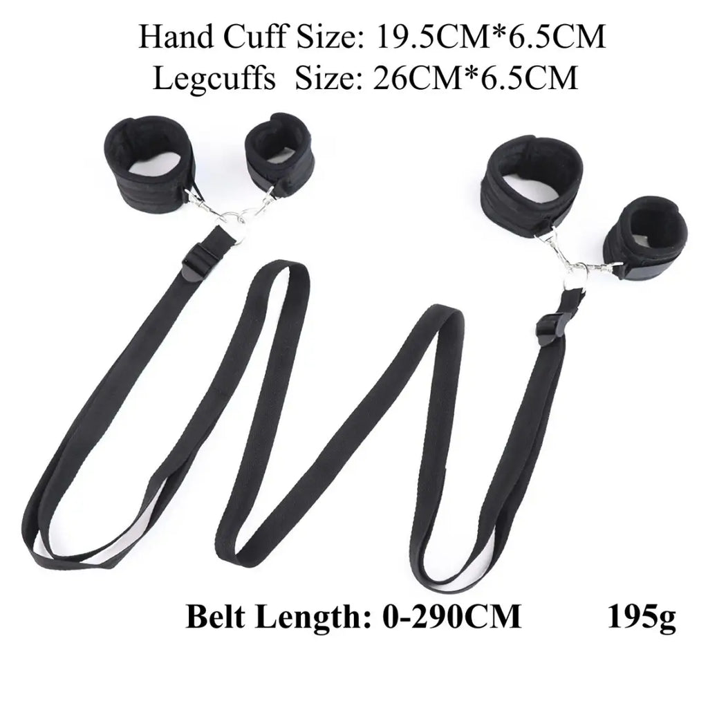 Under-Bed Restraint Set — Soft Plush Wrist & Ankle Cuffs with Belt