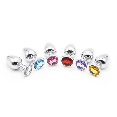 Metal Jeweled Butt Plug, 3 Sizes, Non-Porous, Multi-Color Gems