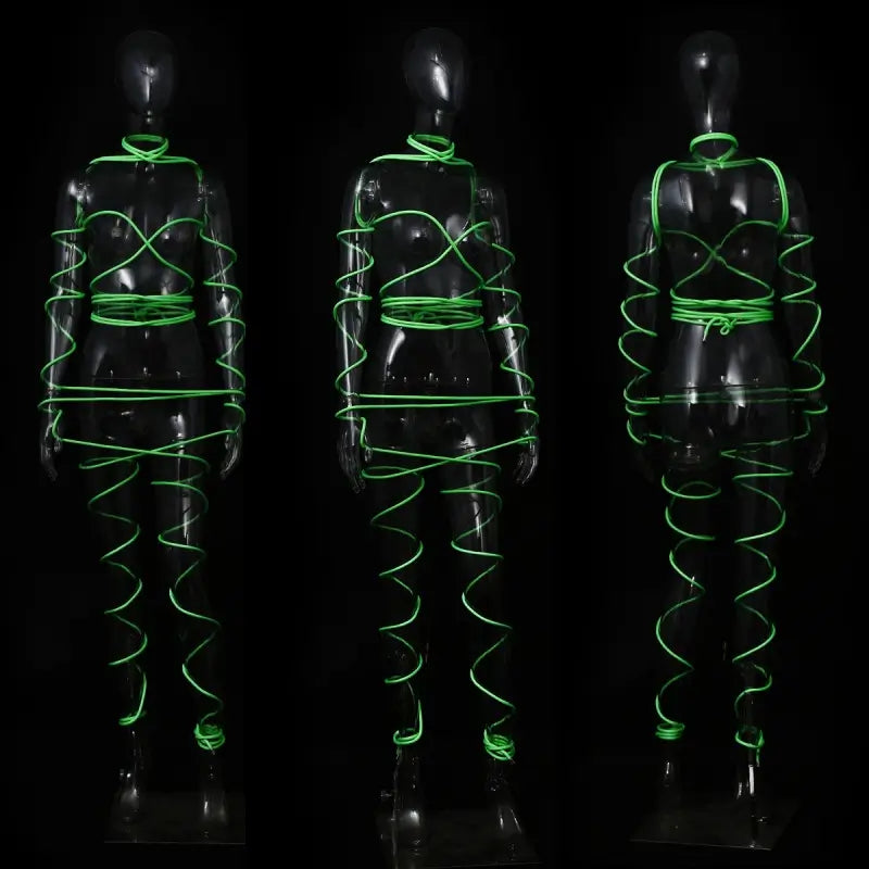 Glow-in-the-Dark Bondage Rope — Neon Green Nylon Rope with Metal Tips