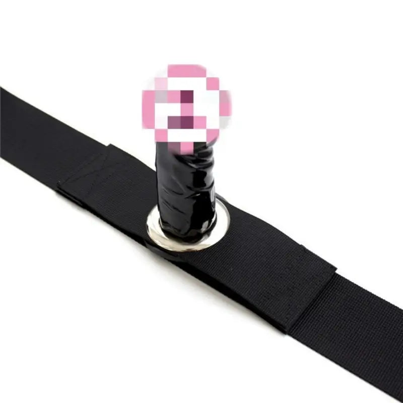 Leg Harness Dildo – 3.5 cm Ø, 10 cm, Black Nylon, Thigh-Strap Kit