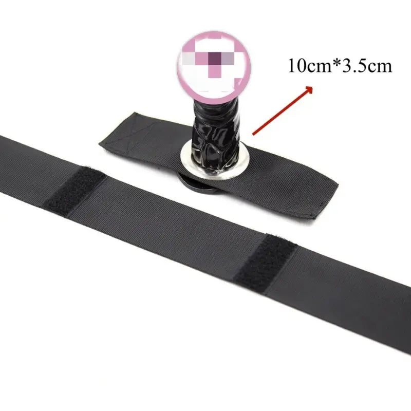 Leg Harness Dildo – 3.5 cm Ø, 10 cm, Black Nylon, Thigh-Strap Kit