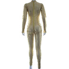 Golden Perforated Patent Leather Catsuit - Daring & Alluring Lingerie