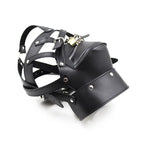 Leather BDSM Hood Lockable Head Harness Full Face Mask Restraint