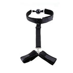 Neck-to-Wrist Restraint with Ball Gag, Adjustable Collar & Cuffs