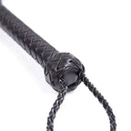 Leather BDSM Flogger – Black & Purple Multi‑Tail Braided Whip