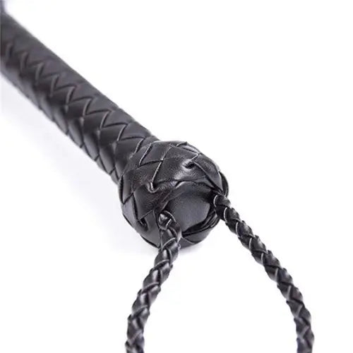 Leather BDSM Flogger – Black & Purple Multi‑Tail Braided Whip