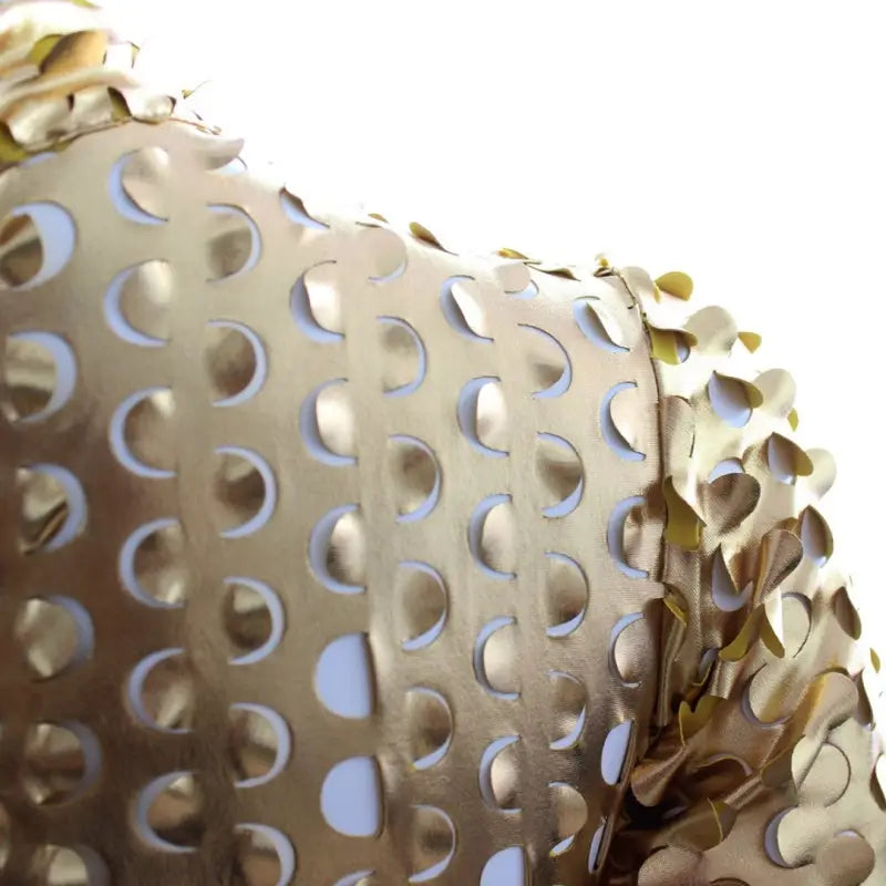 Golden Perforated Patent Leather Catsuit - Daring & Alluring Lingerie