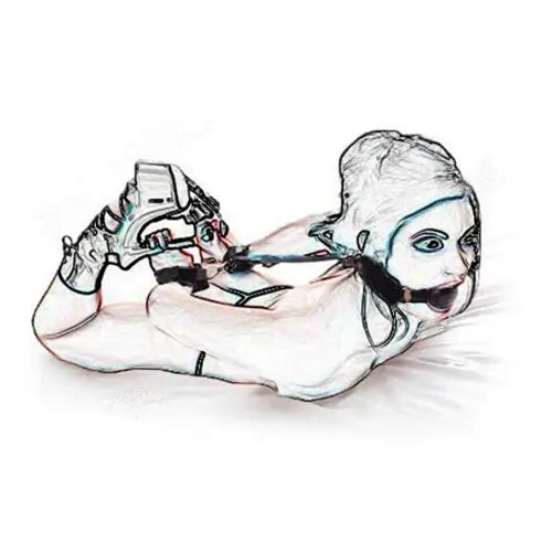 Neck-to-Wrist Restraint with Ball Gag, Adjustable Collar & Cuffs