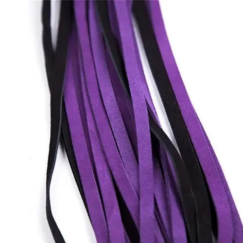 Leather BDSM Flogger – Black & Purple Multi‑Tail Braided Whip
