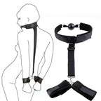 Neck-to-Wrist Restraint with Ball Gag, Adjustable Collar & Cuffs
