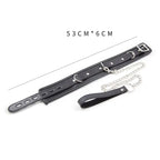 Black Leather BDSM Collar with Chain Leash – Plush Lined & Adjustable