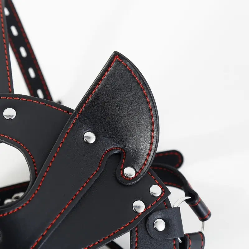 Fox BDSM Mask with O-Ring Gag - Adjustable Faux Leather Harness