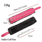 Plush Leatherette Ankle & Wrist Cuffs – Adjustable BDSM Restraints