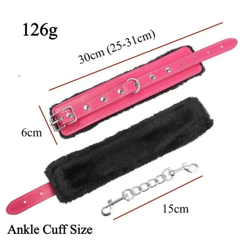 Plush Leatherette Ankle & Wrist Cuffs – Adjustable BDSM Restraints