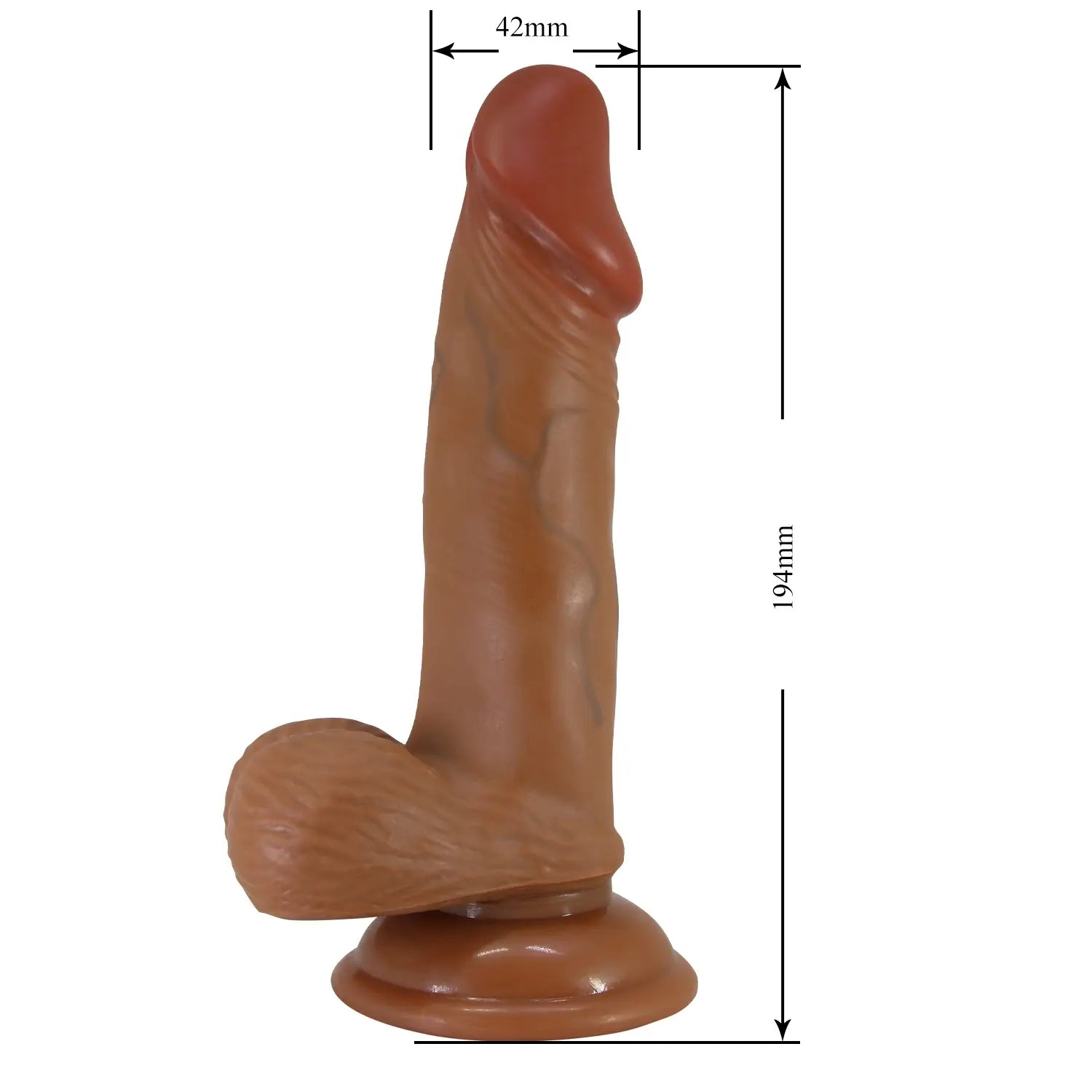 Realistic Curved Dildo — 194mm Super-Soft TPR, Suction Cup for Hands-Free Play