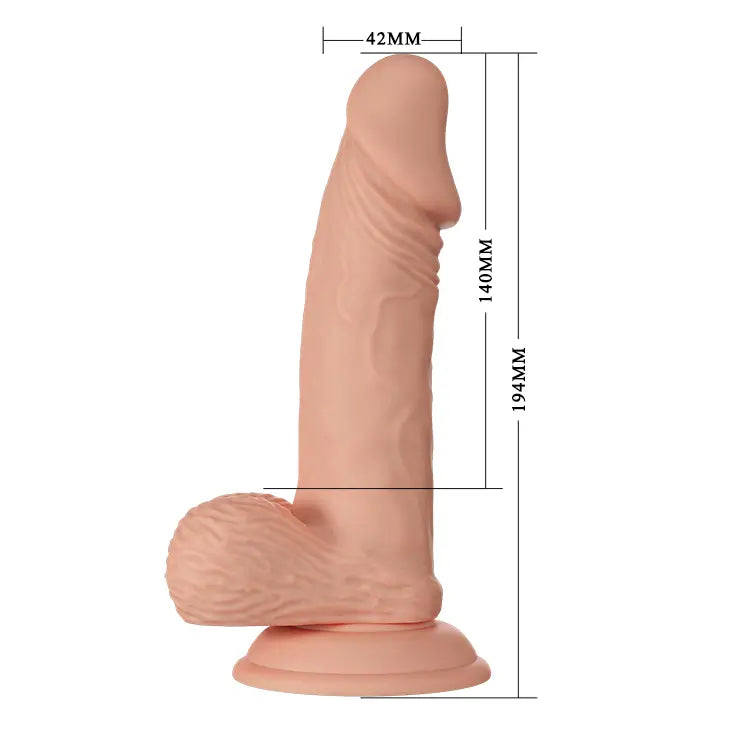 Realistic Dildo 7.6" (194mm) – Soft TPR, Suction Base, Waterproof