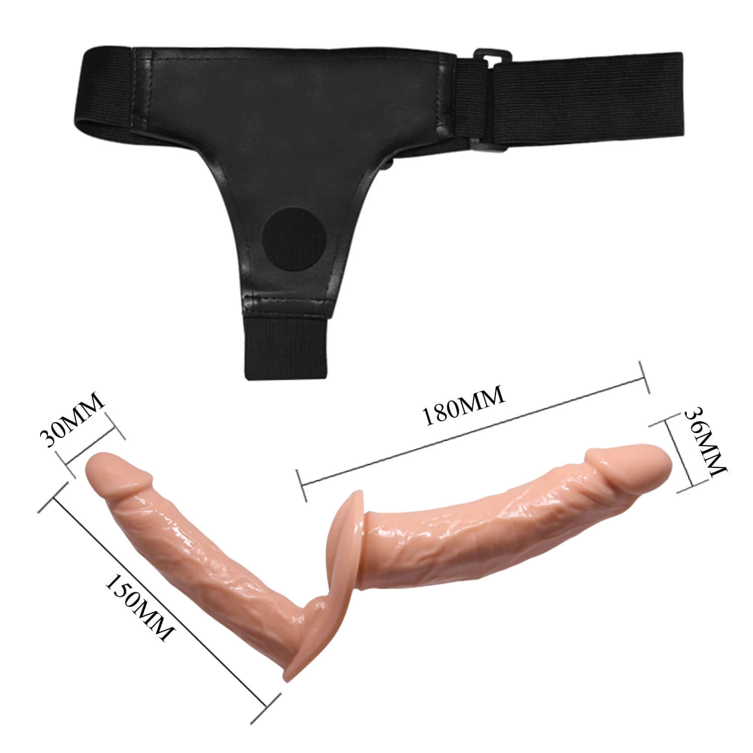 Double‑Ended Strap‑On Dildo — Realistic TPR, Adjustable Harness
