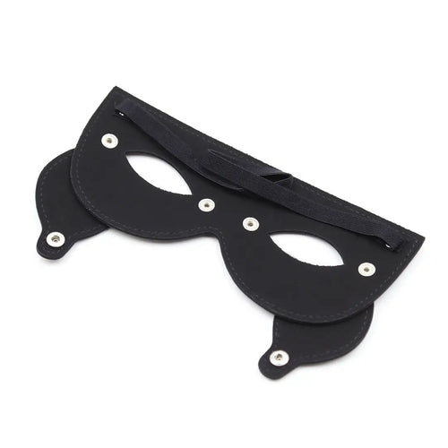 Adjustable PU Leather Blindfold – Blackout Eye Mask for BDSM Sensory Play