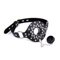 Studded Open Mouth Gag — Adjustable Deep Throat PU Leather BDSM Toy