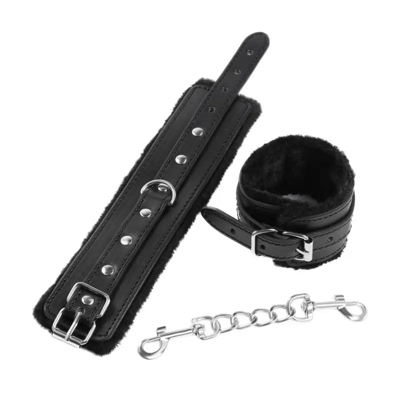 Plush Leatherette Ankle & Wrist Cuffs – Adjustable BDSM Restraints