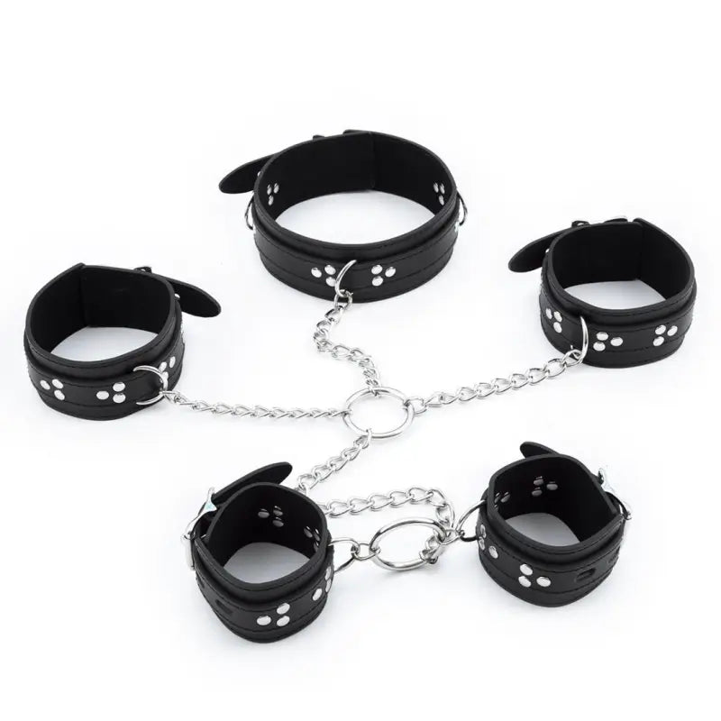 Hogtie Kit: 5-Piece PU Leather Bondage Restraint Set