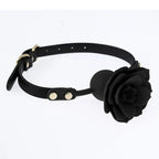 Elegant Silicone Rose Ball Gag – Adjustable Leather BDSM Gag