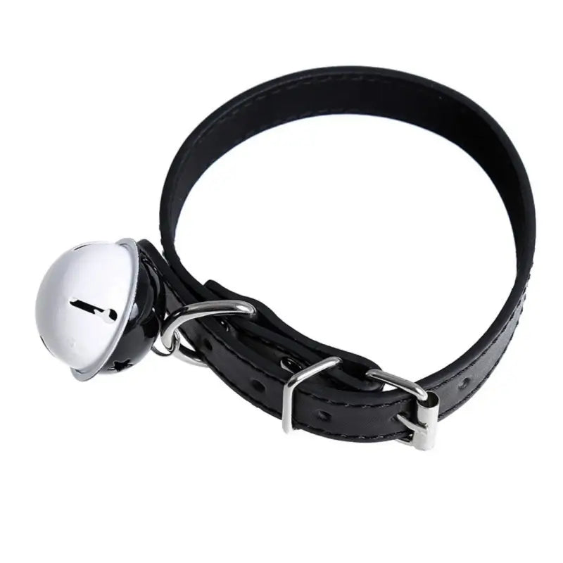 Leather BDSM Collar with Bell - Adjustable Bondage Restraint