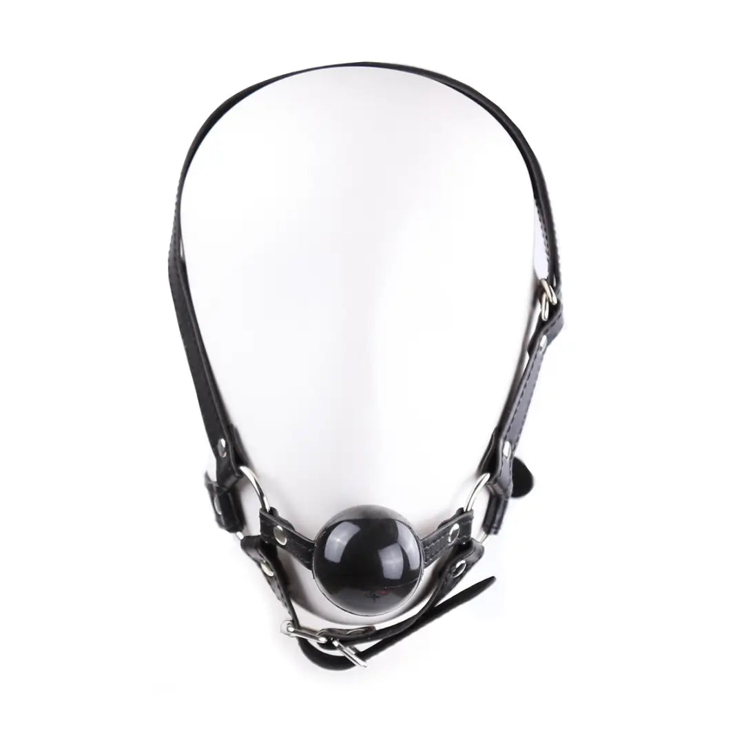 Leather Harness Ball Gag — Adjustable Silicone Ball Gag for Couples