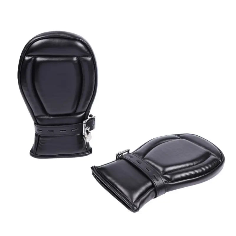 Dominitoy Lockable Boxing Mitts - Padded BDSM Hand Restraints Black/Red
