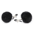Faux-Fur Pom Pom Nipple Clamps — Silicone-Tip Metal Clamps