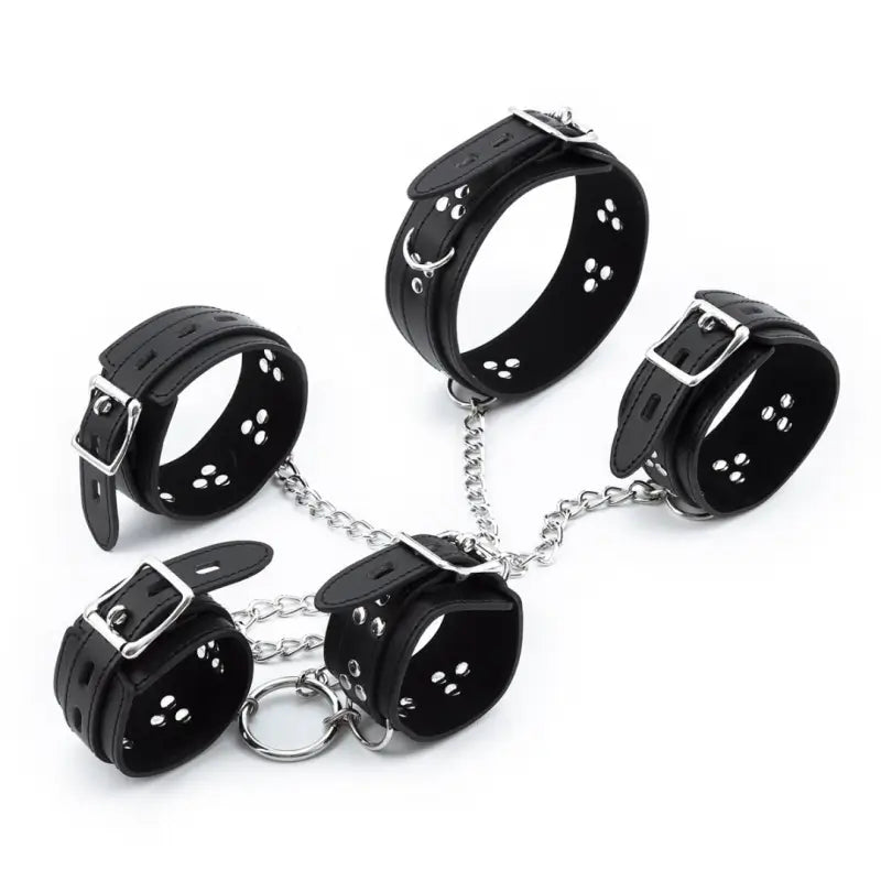 Hogtie Kit: 5-Piece PU Leather Bondage Restraint Set