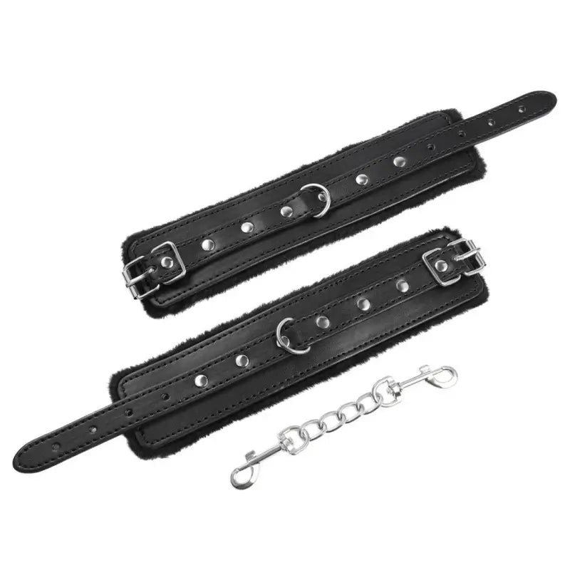 Plush Leatherette Ankle & Wrist Cuffs – Adjustable BDSM Restraints