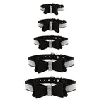 Suede Bow Collar — Rhinestone Trim Adjustable Day Collar