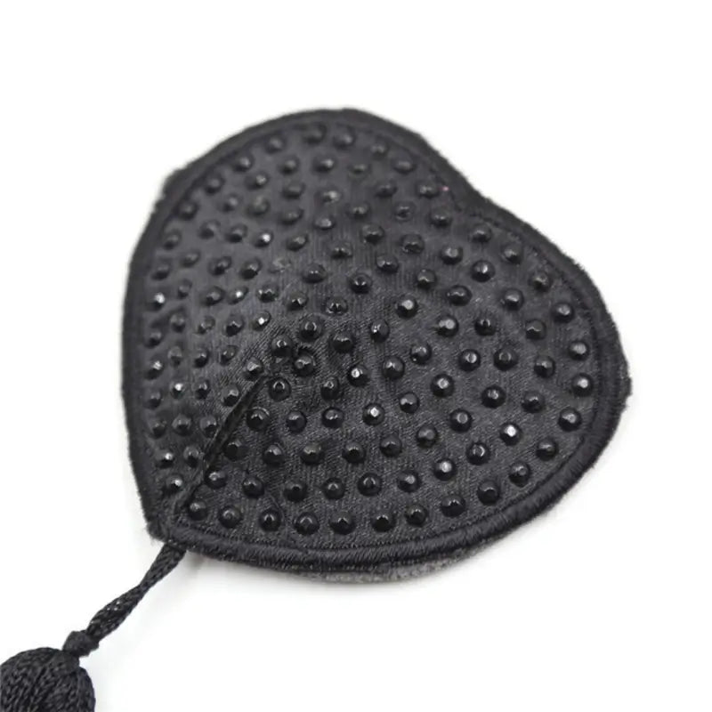 Rhinestone Heart Nipple Covers with Tassels - Reusable Crystal Pasties