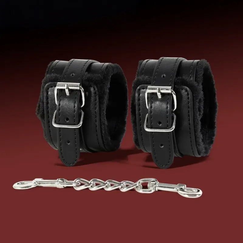 Plush Leatherette Ankle & Wrist Cuffs – Adjustable BDSM Restraints