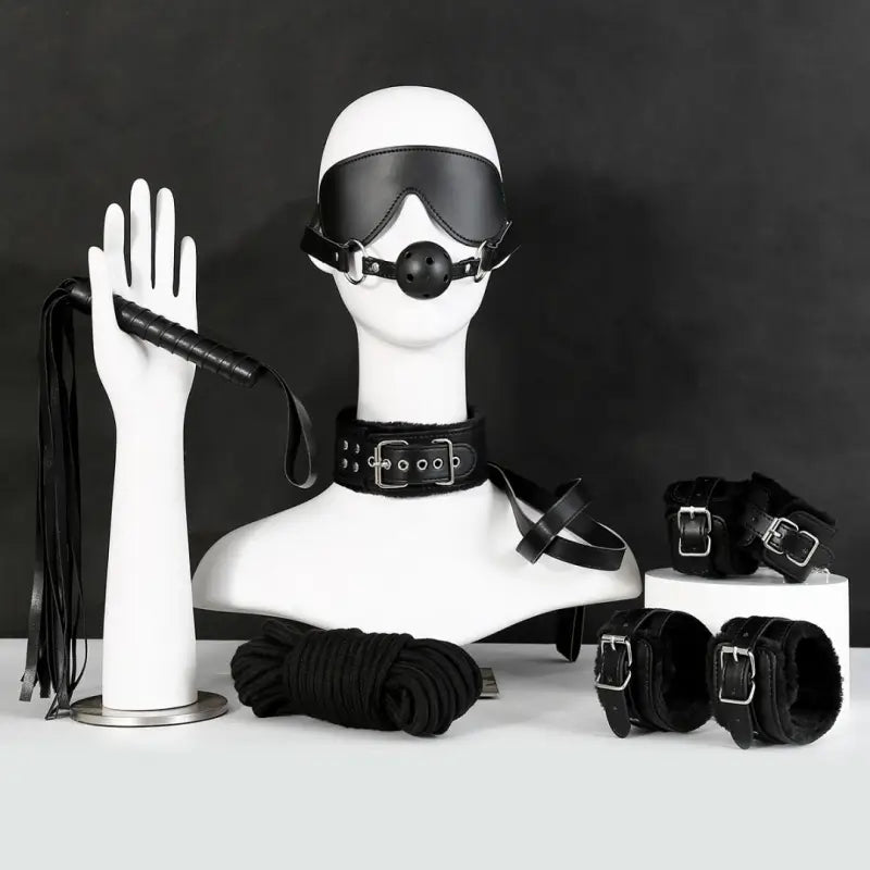 7-Piece Plush Bondage Kit — PU Leather Restraints